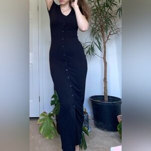 Cozy Black Button-Down Dress